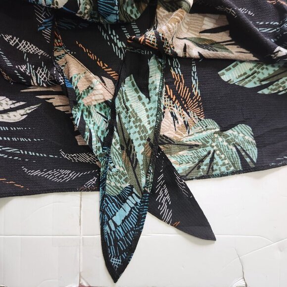 Kenar Sleeveless Shirt Women's XL V-neck Button Up Multicolour Tropical Leaves - Picture 10 of 13